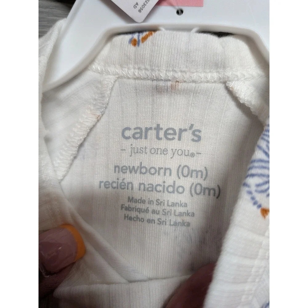 Carters Just One You Newborn Zebra Ribbed Kimono Top and Footed Pants Set White‎